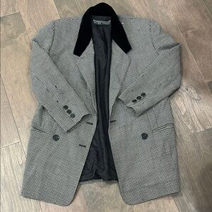 Black and White Houndstooth Blazer vintage Ellen Tracy size Large